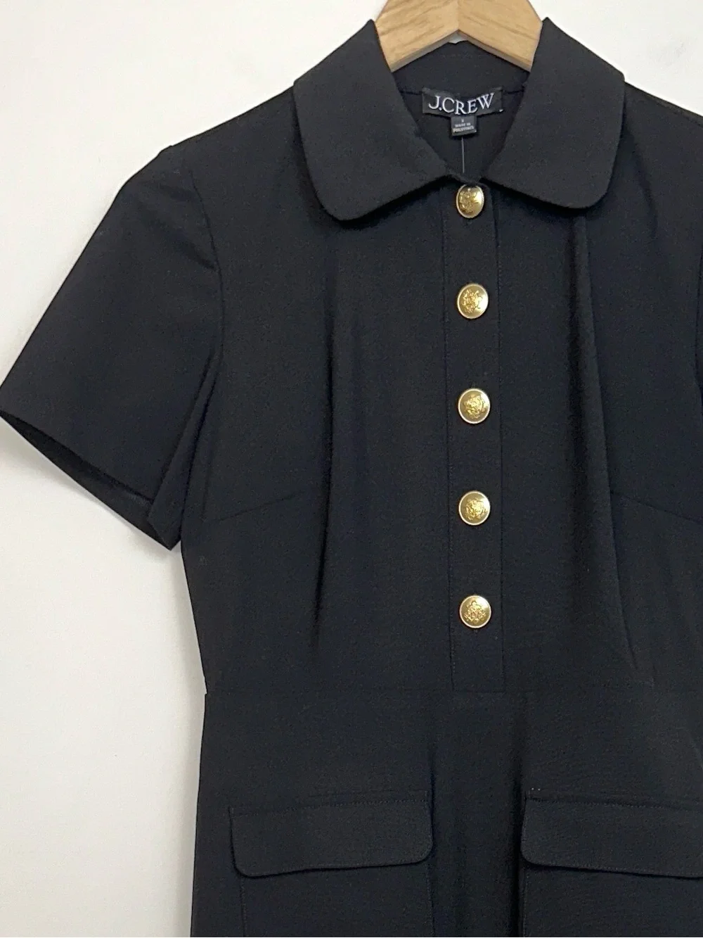 NWT J. CREW Collared Sheath Dress in Black Bi-Stretch Wool Blend